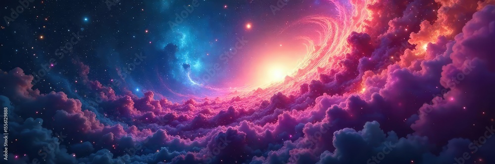 Canvas Prints abstract swirling nebula in deep space, cosmic dust and gas clouds forming intricate patterns, vibra