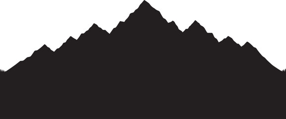Majestic Mountain Silhouette Black and White Peak Illustration