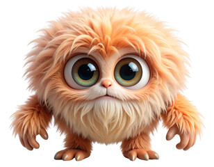 A fluffy cyclops creature with soft, shaggy fur in warm colors like peach or cream.