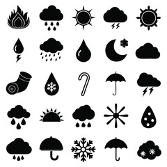 A set of weather icon with white background