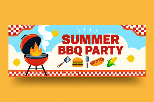 Retro Summer BBQ party flyer templates set. BBQ grill cards for social media marketing. Barbecue post designs. Stock vector poster - Powered by Adobe