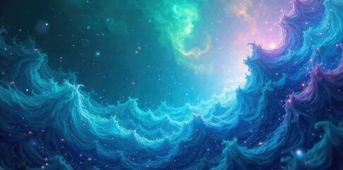 Ethereal, dreamy swirls of iridescent blues, greens, and purples reminiscent of a deep ocean Perfect for representing Pisces, spirituality, or calming imagery , purple, lavender