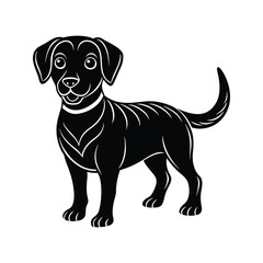 Obraz premium Labrador Retriever dog with big eyes and happy expression silhouette isolated on white background