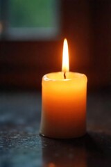 Close-up of a brightly lit candle flame, casting a warm glow The wax is melting gently, creating a soft, ethereal ambiance Perfect for relaxation, meditation, or spiritual themes , calm, bright, glow