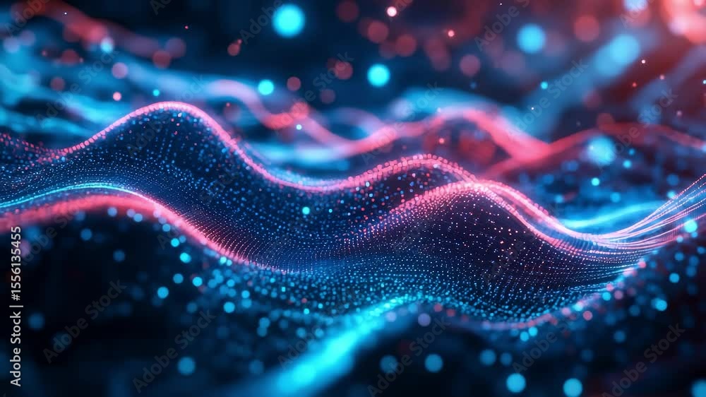 Aufkleber technology data particle wave dynamic background