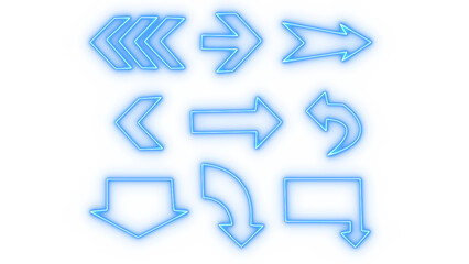 Neon Blue Arrow Collection:  Modern, Abstract Directional Graphics for Web Design and UI.