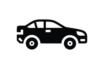 Sleek Black Sedan Icon: Modern, Minimalist Car Illustration for Automotive Branding and Website Design.