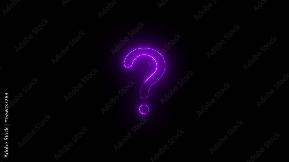 Poster abstract neon question mark icon animation. black background animation