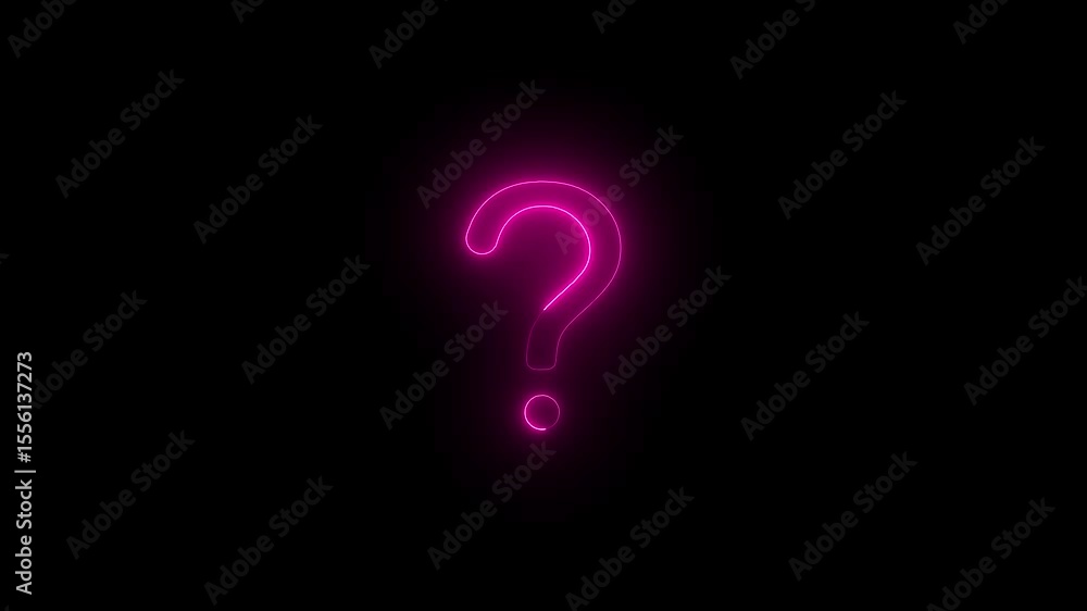Poster abstract neon question mark icon animation. black background animation
