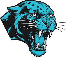 Powerful Blue Panther Head Illustration Vector Graphic Design