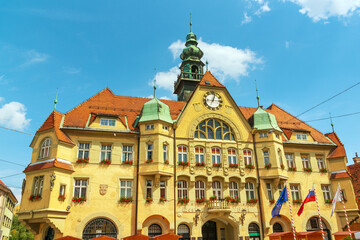 City hall (Mestna hiša) on the central City Square of Ptuj, the oldest town in Slovenia, Eastern Europe