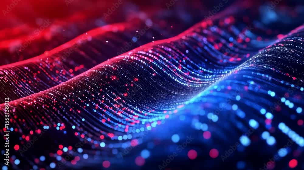 Aufkleber abstract technology data flow particle wave dynamic background