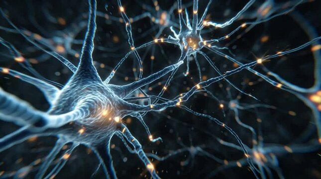 Neurons firing and transmitting electrical signals form a complex network within the nervous system