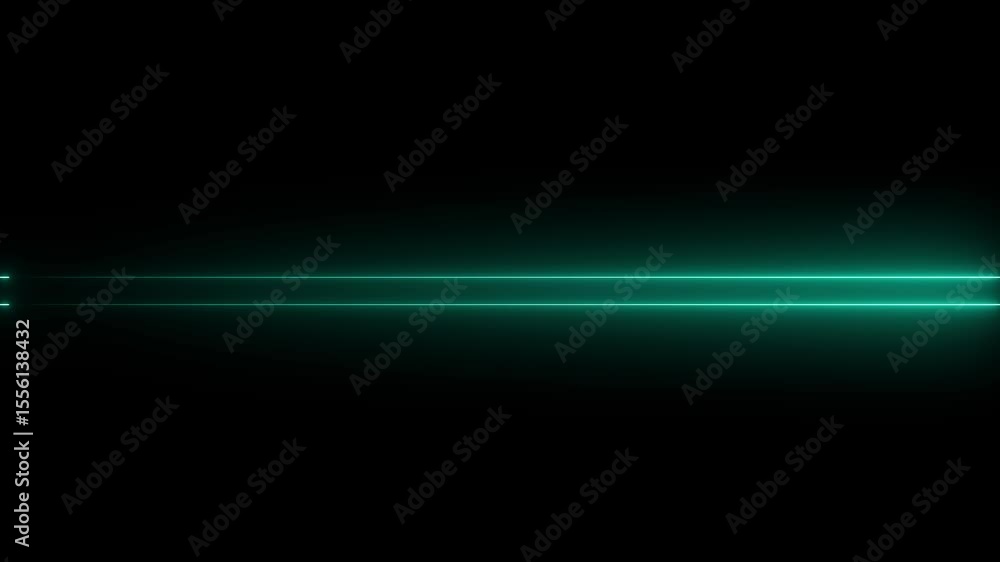 Poster horizontal neon line animation moving from left to right on black screen 4k animation.