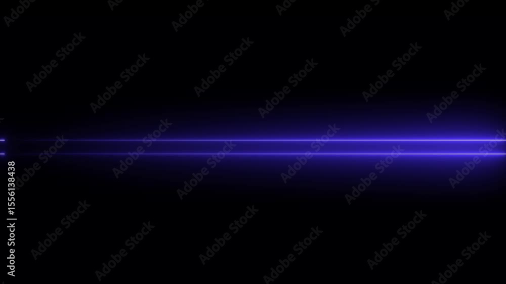 Poster horizontal neon line animation moving from left to right on black screen 4k animation.