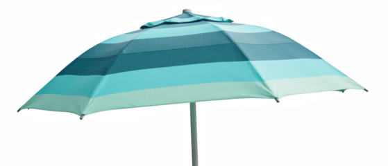 Colorful beach umbrella with stripes, perfect for outdoor relaxation and sun protection. Ideal for summer days at beach or poolside