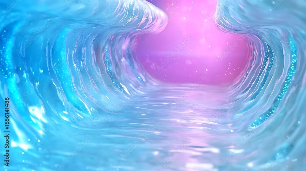 Poster peaceful ocean waves with soft purple background reflecting light and creating a serene atmosphere f
