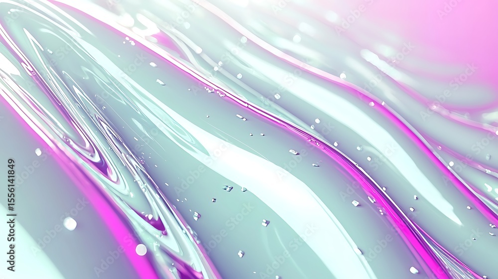 Poster abstract fluid waves with soft pink and blue tones creating a dreamy and ethereal background for des