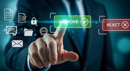 Approving documents online business concept with digital technology