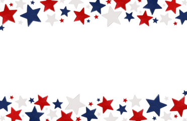 Festive patriotic frame of stars in the colors of the USA flag isolated on a white background. Ideal for American holidays: Independence Day, Labor Day and others.