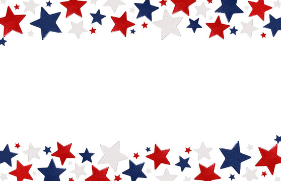 Festive patriotic frame of stars in the colors of the USA flag isolated on a white background. Ideal for American holidays: Independence Day, Labor Day and others. - Powered by Adobe