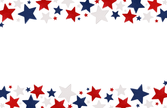 Festive patriotic frame of stars in the colors of the USA flag isolated on a white background. Ideal for American holidays: Independence Day, Labor Day and others.