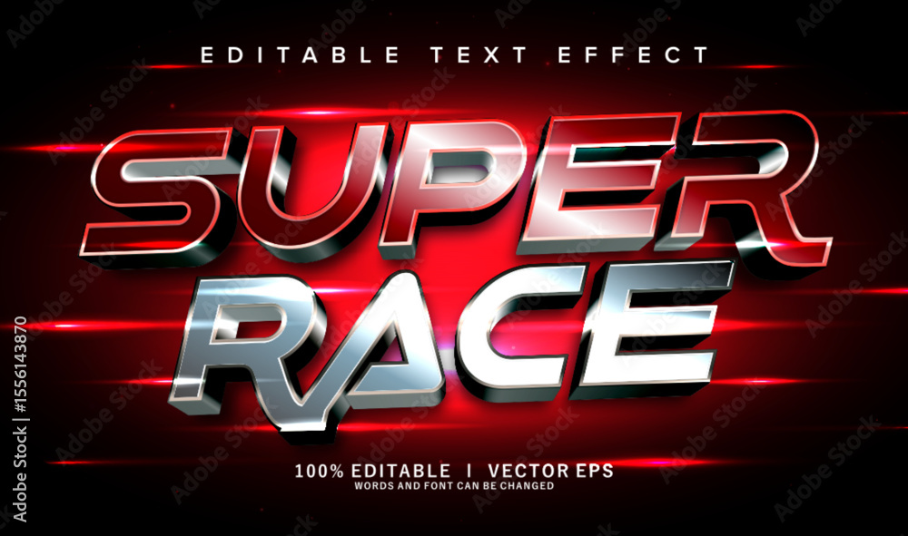 Poster super race vector text effect with modern style design