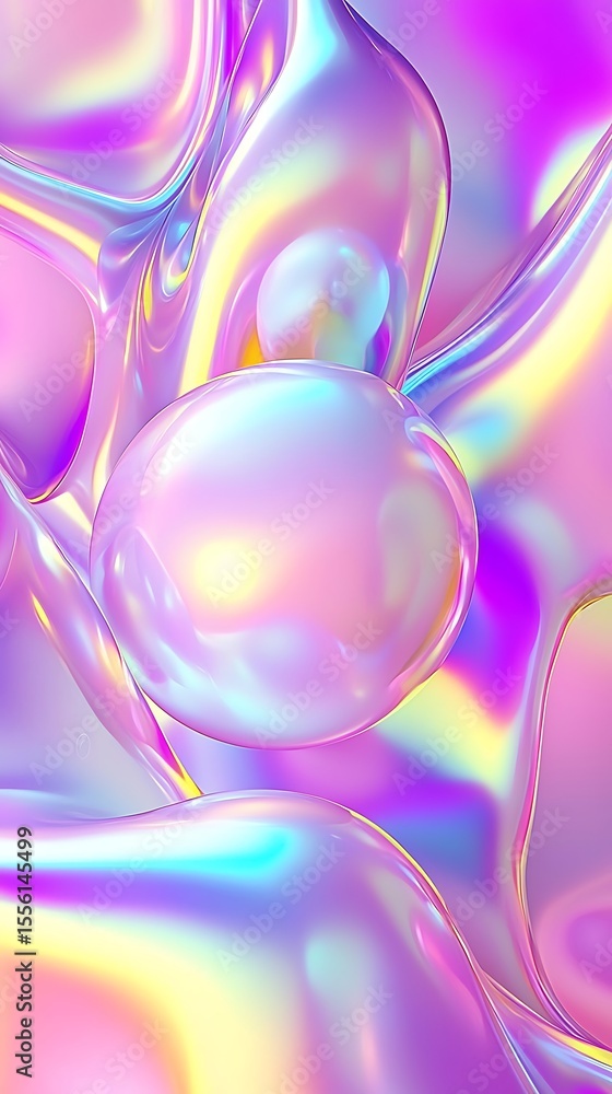 Poster colorful abstract background with smooth textures and luminous bubbles in soft pastel tones for crea