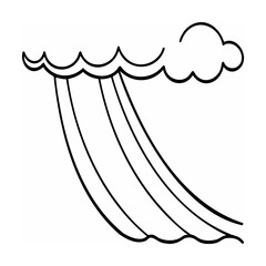 Simple black and white illustration of a rain cloud with rain falling downward