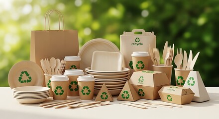 Eco friendly disposable tableware for sustainable lifestyle concept