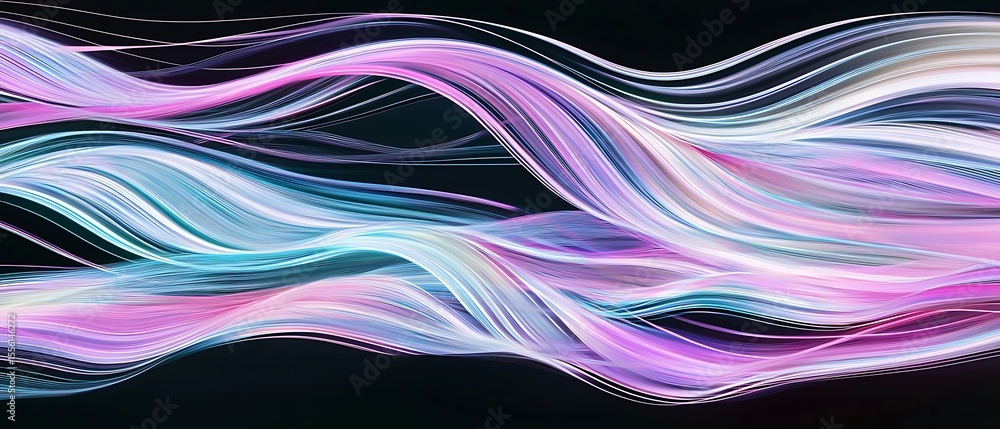 Poster abstract flowing waves in soft pastel colors creating a dreamlike atmosphere of movement and light