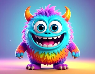 A whimsical cartoon monster with quirky features and vibrant colors.