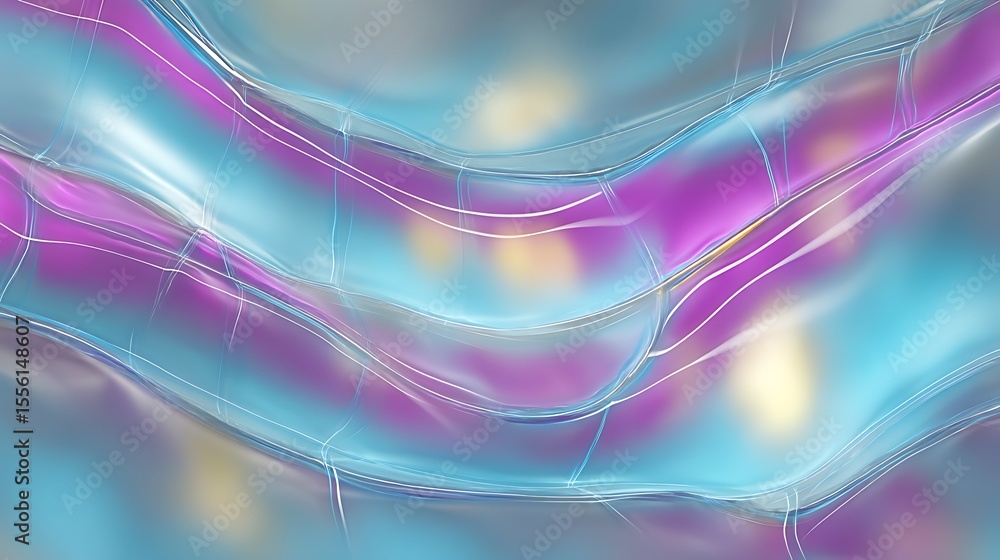 Poster abstract waves of colorful light with smooth textures and fluid movement in soft shades of blue and 