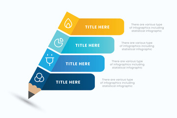 Pencil infographic design template with 4 step for education and Business Concepts, Modern flat vector illustration for presentation