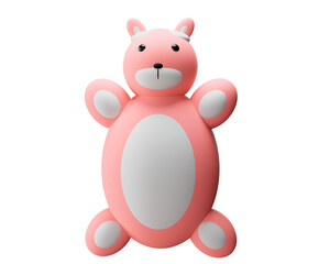 orange color teddy bear on transparent background white color belly and dark eyes with dark nose 