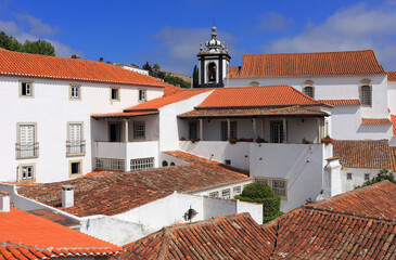 Portugal, Lisbon. Picturesque, medieval town of Obidos. Typical 18th - 19th century houses within...