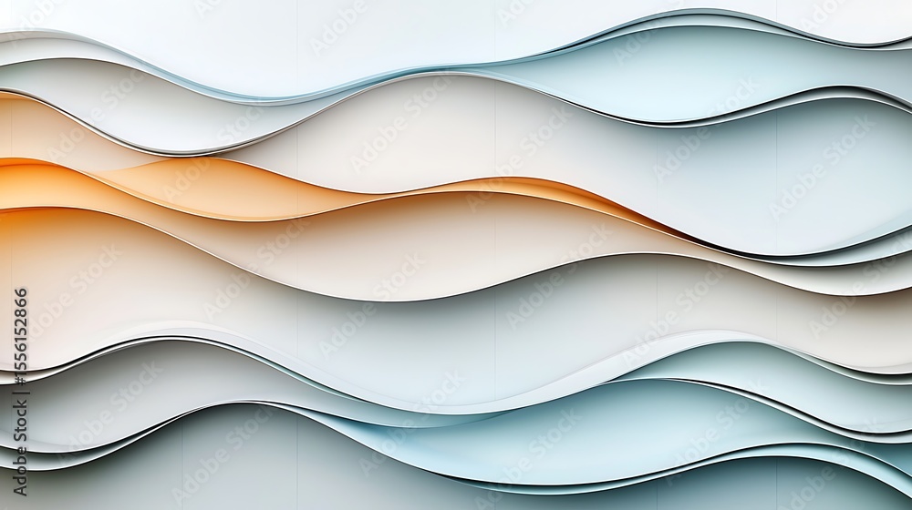 Poster abstract wavy background with smooth gradient layers in soft tones of blue, orange, and white ideal 