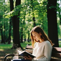 Obraz premium young woman reading a book
