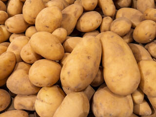 Freshly Harvested Golden Potatoes Piled High for Sale