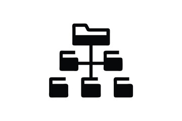Data Hierarchy: Modern Flat Icon Representing Secure File Organization and Networked Data Management System.