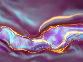 Obraz premium Abstract colorful waves of light and texture, blending vibrant hues of purple, blue, and gold in a flowing motion