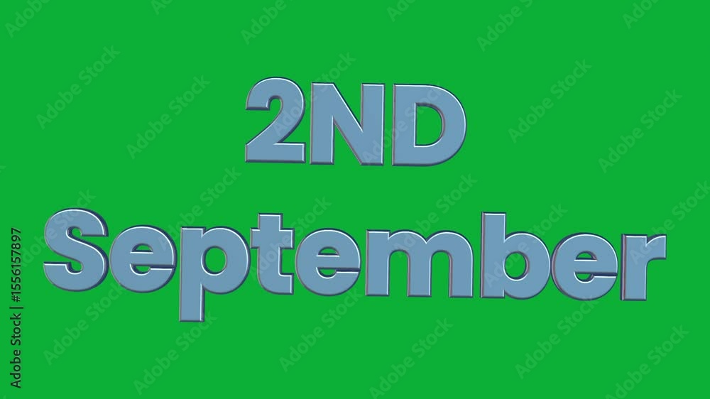 Poster 1st to 30th september 3d rotating calendar text animation on green screen background