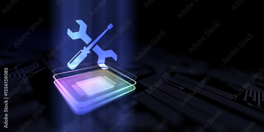 Poster support providing assistance and resources for optimal user experience illustrated on a processor, b