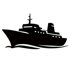 Silhouette of a ship on a transparent background