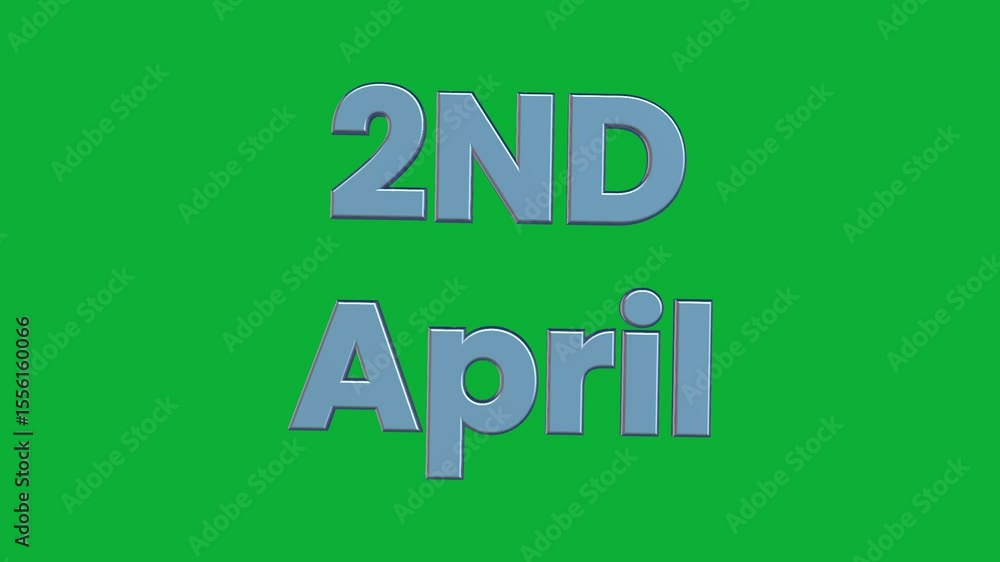 Poster 1st to 30th april 3d rotating calendar text animation on green screen background