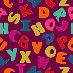 Seamless pattern print wallpaper background with letters alphabet mix for textile, pack, paper etc	