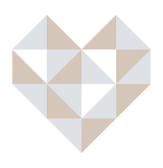 Geometric heart of triangles. Polygonal heart shape template. Coloring pages, puzzles, holidays.  Vector illustration.