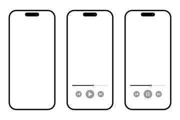 スマートフォン（モバイル端末）のUIを想定したミュージック・音声再生・動画再生インターフェースのシンプルなモックアップ3種」 © Studio MUSUBI
