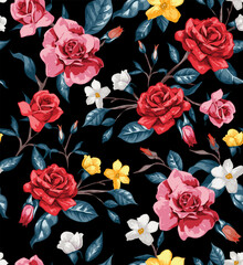 colorful flowers seamless patter vector illustration