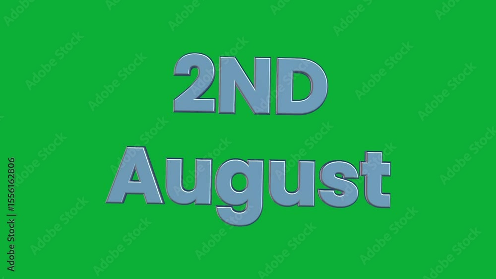 Poster 1st to 31st august 3d rotating calendar text animation on green screen background